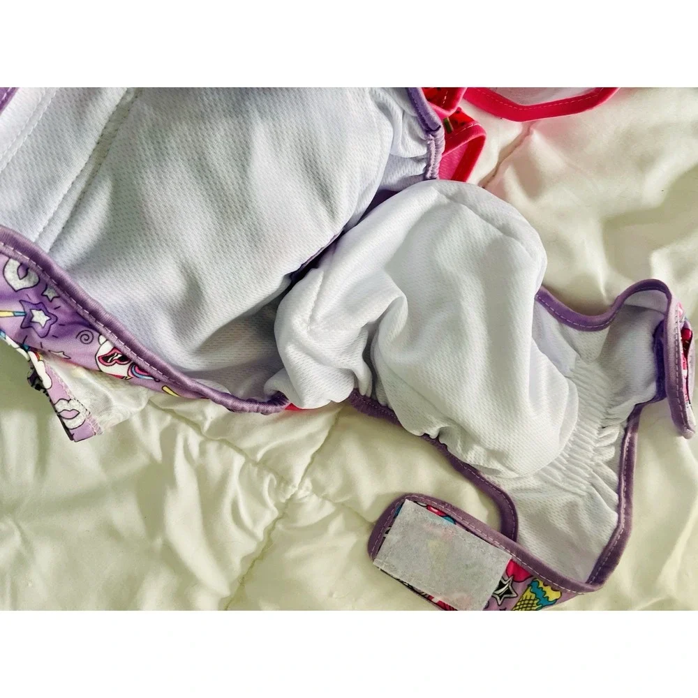 2 Pack‎ Washable Female Dog Diapers Reusable Size Medium PINK/PURPLE